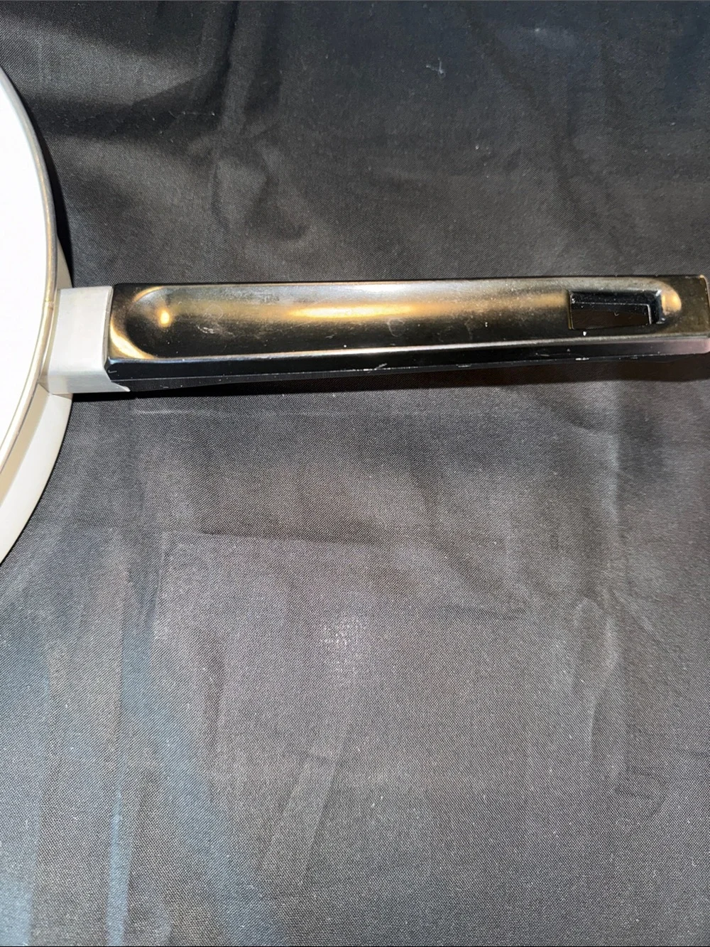 1970s enamelware skillet  featuring a retro “Spice of Life” motif.